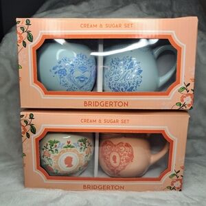 Bridgerton Netflix Cream & Sugar Bundle Set Floral Lady Silhouette Bee Mine NEW